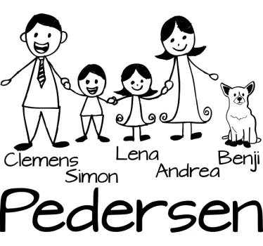 Family Stick Figure Art text sticker - TenStickers