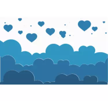 Blue heart cloud pattern bank card decal - TenStickers