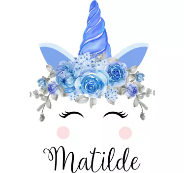 Cute unicorns eyes and horns with name fairy tale wall decal - TenStickers