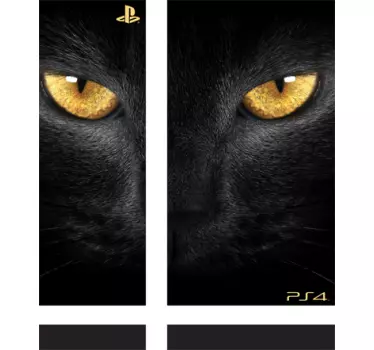 Close up black feline cat face ps4 skin - TenStickers