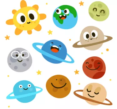 Fun planets space wall sticker - TenStickers
