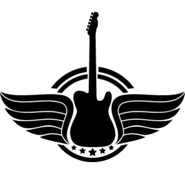Guitar with Wings Logo Sticker - TenStickers