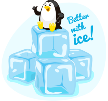 Better with ice text with penguin fridge sticker - TenStickers