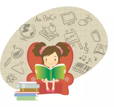 Reading Girl Wall Sticker - TenStickers