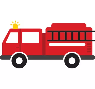 Cartoon fire fighter engine wall sticker for kids - TenStickers