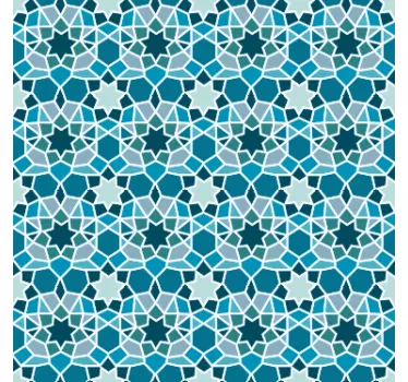 Blue Geometric Door Sticker - TenStickers