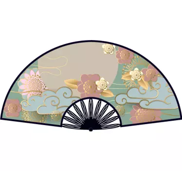 Oriental fan headboard wall sticker - TenStickers