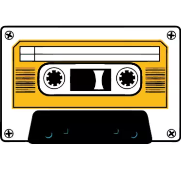 White and Yellow Cassette Sticker - TenStickers