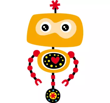 Yellow Robot Kids Sticker - TenStickers