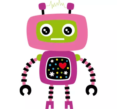 Kids Pink Robot Wall Sticker - TenStickers