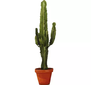 Geometric Potted Cactus Sticker - TenStickers