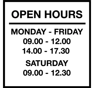 Shop hours shop window sticker - TenStickers