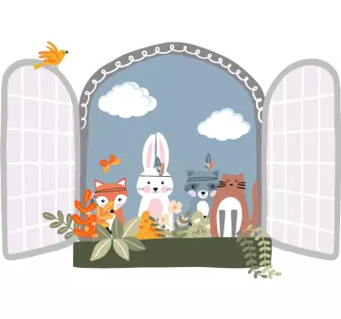 Kids Animal window 3D sticker - TenStickers