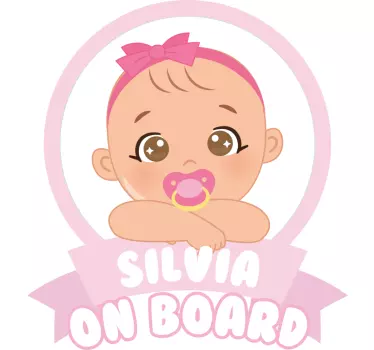 Customised girl name baby on board car sticker - TenStickers