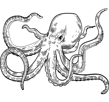 Octopus illustration kitchen wall decal - TenStickers