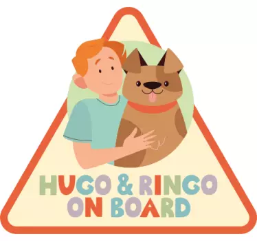 Kid and dog on board car vinyl sticker - TenStickers