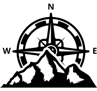 compass and mountains caravan decal - TenStickers