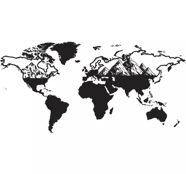 World map with montains caravan decal - TenStickers