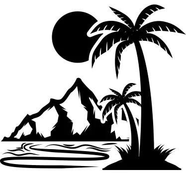 Palm tree and mountains caravan decal - TenStickers