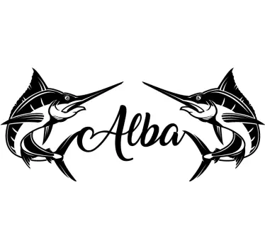 Sword fish custom name boat sticker - TenStickers