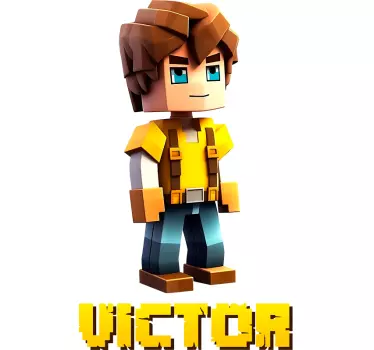 block kid video game sticker - TenStickers
