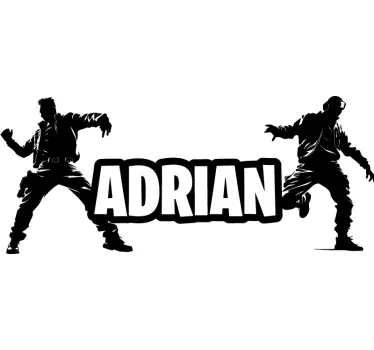 Dancing soldiers with name video game sticker - TenStickers