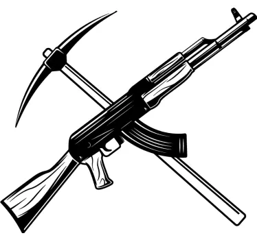 Pickaxe and submachine gun video game sticker - TenStickers