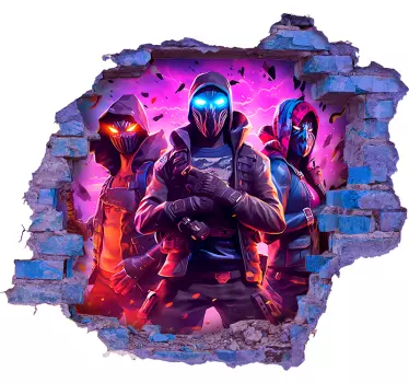 Three masked warriors visual effects wall sticker - TenStickers