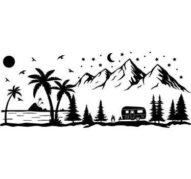Beach and mountains caravan decals - TenStickers