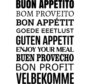 Enjoy your meal in different languages wall sticker - TenStickers