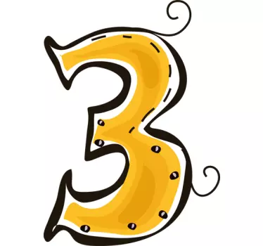 Alphabet letter sticker playful number three - TenStickers