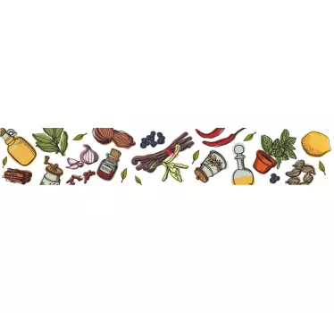 Condiments and spices kitchen wall border decal - TenStickers