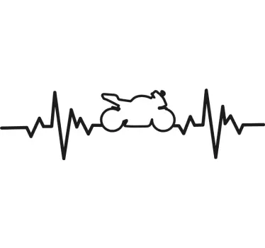 Bike lover's heartbeat motorbike sticker - TenStickers