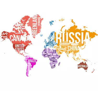 Colorful world map wall sticker - TenStickers