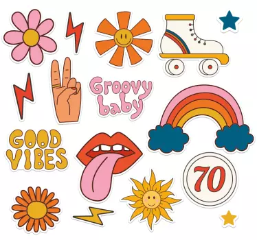 Colourful Fun Vibes Vinyl Laptop Stickers - TenStickers