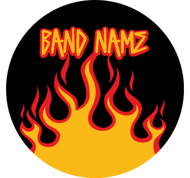 Bass Drumhead Decorative Sticker Flames And Band Name - TenStickers