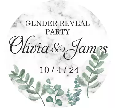 Gender reveal party marble Personalised sticker - TenStickers