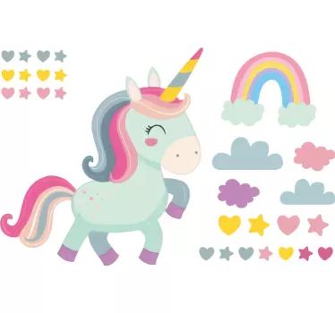 Happy unicorn wall stickers children's room - TenStickers