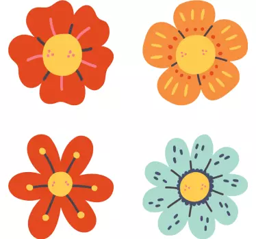 Retro flowers car sticker - TenStickers