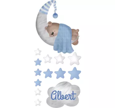 Customisable Sleepy Bear Children's Sticker - TenStickers