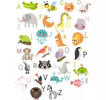 Animal Alphabet Wall Art Stickers - TenStickers