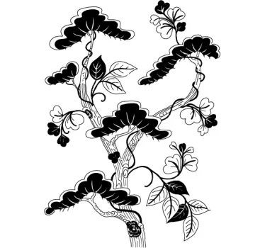 Asian Tree living room Wall Sticker - TenStickers