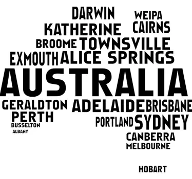 Australian Map Text Living room Wall Sticker - TenStickers