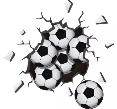 Balls falling from the wall football wall sticker - TenStickers
