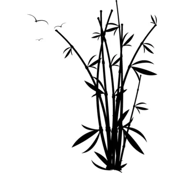 Bamboo Shrub Monochrome Decal - TenStickers