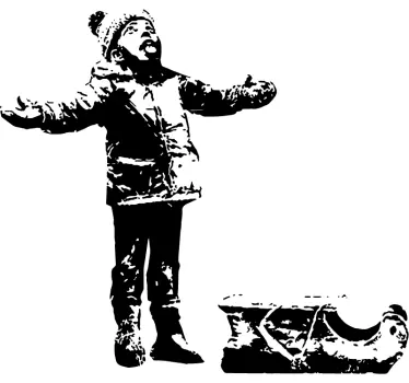 Banksy boy in the snow vinyl wall art decal - TenStickers