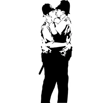 Banksy's Kissing Policemen Sticker - TenStickers