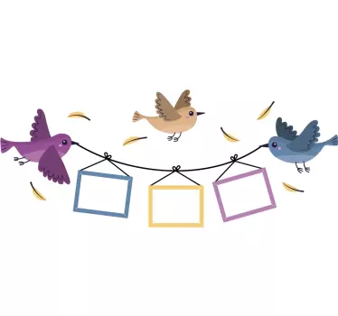 Birds Photo Frame Sticker - TenStickers