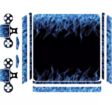 Blazing blue fire flames graphic ps4 skin - TenStickers