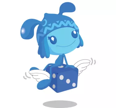 Blue Pixie with Dice Sticker - TenStickers